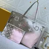 Hochwertige Einkaufstaschen Designerinnen Frauen Handtaschen 2pcs/Setzen Sie die Einkaufstaschen große Kapazität Mode Umhängetasche Echtes Leder -Clutch -Geldbeutel geprägte Mama -Taschen