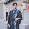 Vêtements ethniques Kimono japonais Cardigan traditionnel avec ceinture Obi et sac Yukata Hommes Samurai Cosplay Costume Robe Harijuku Vêtements Pyjama