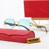 Designer Sun Glasses Designer Solglasögon Män Carti Glasögon Diamond Rimless Glasse Golden Cheetah Bracket Buffalo Horn Luxury Solglasögon med Box Wholesale Shade