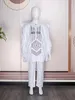 Vêtements ethniques HD Tradition Africaine Vêtements Pour Enfants Garçons Blanc À Manches Longues Tops Broderie Dashiki Robe Chemise Pantalon Ramadan Trads Wears