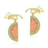 Dangle Earrings Natural Zircon Earring S925 Sterling Silver 10k Gold Plated Red Green Watermelon Women Fine Jewelry Gifts