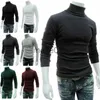 Męskie swetry mężczyzn Mężczyzna długie rękaw wysokie szyi golar na rozciąganie szczupła podstawowa koszulka TEE TOP Knitwear Ty66 J230802