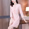 Robes décontractées piste automne hiver Tweed femmes OL Vintage rose doux femme élégante dames laine Chic robe Vestidos