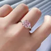 Cluster Rings S925 Sterling Silver Ring Women's Pink Diamond Zircon Fashion Personlighet High-End Temperament Light Luxury Pekarfinger