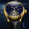 Armbanduhren AESOP Man Hollow Flying Tourbillon Mechanische Armbanduhr Star Sky Saphirglas Handaufzugswerk Stahl Wasserdichte Uhr