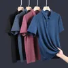 Polos pour hommes Ice Silk Polo hommes sans couture Polo à manches courtes pour hommes haut de gamme décontracté été séchage rapide t-shirt marque hommes vêtements de luxe 230801