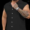 Chemises décontractées pour hommes 2023 printemps/été polyvalent chemise sans manches personnalisée pour hommes solide noir grand haut gilet