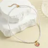 Pendant Necklaces Sweet Orange Imitation Pearl Necklace For Women Collar Stainless Steel Clasp Gold Color Summer Romantic Accessories