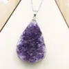 Pendant Necklaces Products High Quality Natural Stone Raw Ore Water Drop Amethyst Pendants Crystal Necklace Charms Jewelry Making