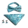 Bow Ties Men Paisley Pre-tied Tuxedo Tie Cufflinks Handkerchiefs Pocket Square Set BWTHZ0312