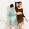 Stage Wear Fringe Latin Clothes Girls Ballroom Practice Lace Tango Dancewear Samba Costume Salsa Clothing Dancing Outfit JL4945