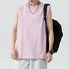 Magliette da uomo Arrivo Camicia senza maniche Moda estiva Solid O Collo Uomo Cotone Casual Loose Street Top Tees 5XL