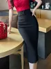 スカート春秋フォーマル女性スリムペンシルエレガントなオフィスソリッドパッケージヒップベルトハイウエストミディスカートストリート服の衣装