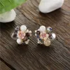 Boucles d'oreilles TDQUEEN Tendance Ronde Shell Fleur Cristal Perle De Mode Bijoux Oreille Pour Les Femmes