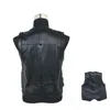 Men's Vests Fashion Men Waistcoat Leisure Sleeveless Jacket Reporters Suit Many Pockets Brown Black Cow Leather Tops