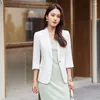 Kvinnors kostymer Fashion Business Profession Women Work Office Ladies Three Quarter Sleeve Spring Summer Casual Blazer Jackets för rockar