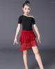 Abbigliamento da palcoscenico Abiti da ballo latino Abiti da ballo con frange e nappa Pantaloni con paillettes Salsa Samba Costume Bambini Bambini Ragazze Altezza 110 -150 cm