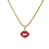 Chains HECHENG Trendy -Sexy Red Lips Necklace Ladies Enamel Jewelry Sexy Style Gold Color Chain Necklacs For Party Gifts