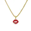 Kettingen HECHENG Trendy - Sexy Rode Lippen Ketting Dames Emaille Sieraden Sexy Stijl Goud Kleur Ketting Kettingen Voor Feestgeschenken