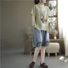 女子ショーツ刺繍ジーンズの女性ゆるいまっすぐなエスニックプレートボタンファッションカジュアルハーランパンツ夏のトレンドレディースデニム