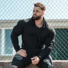 Męskie swetry Nowe wiosenne fitness z kapturem swetry mężczyźni ciepłe golf swetry Slim Fit Sports Pullover Men Sweater Gym Knitwear Pull Homme J230802