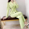 Women's Two Piece Pants Clothing Fruit Green Outfits Sets Spring Autumn 2023 Design Sense Fashion Temperament Flare Suit
