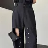 Herrbyxor 2023 löstagbar nitknapp Hip Hop Punk Cargo Techwear Style Straight Wide Leg Casual Byxor för män