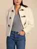 Kvinnors blandning Kortjacka Stäng av kragen Blend Cowboy Buckle Long Sleeve Woolen Coat 230801