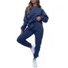 Pantalon deux pièces pour femme Ensemble de salon en polaire confortable pour femme Sweat-shirt à col rond à manches longues Jogger avec cordon de serrage - Perfect 2 Sweatsuit