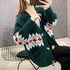 Frauen Pullover 2023 Herbst Und Winter Mode Lose Koreanische Retro Stickerei Jacquard Strickjacke Frauen Pullover Mantel Alle-spiel