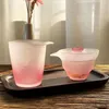 Verres à vin Style japonais première neige dégradé vert rose dame givré petite tasse à thé mâle couvercle bol verre fait à la main