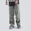 Calça Masculina TINT ERA Parachute Cargo Men Oversize Green Trousers Masculino Coreano Streetwear Hip Hop Solto Casual Algodão Estilo Safari