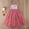 Completi di abbigliamento 1-7Y Bambini Ragazze Tutu floreale Maxi vestito 2023 Estate Bambini Vestiti per bambini Senza maniche Festa di nozze Abiti da principessa Abiti