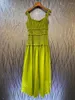 Sukienki zwykłe Przyjazd sukienka 2023 Letnia moda panie plisowane patchwork seksowna bez rękawów długość zielonego elegancka