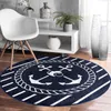 Carpets Nautical Circular Carpet for Living Room Anti Slip Bedside Area Rug for Bedroom Floor Mats for Home Room Decoration Aesthetic R230801