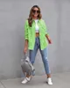 2023 new style medium length rough edge hole Jean jacket women's autumn and winter long sleeve casual lapel top