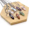 Pendant Necklaces Hexagonal Crystal Necklace Natural Stone Clear Quartz Amethysts Pink Opal 60cm For Women Jewelry