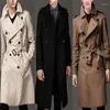 Hommes Trench Coats Guy's Windbreaker Angleterre Slim Fit Manteau Printemps Automne Hiver Double Boutonnage Europe Et Amérique Loisirs Long