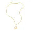 Pendentif Colliers VYIDOU Spirituel Perle Fleur Collier Femmes Mode Simple Géométrique Rond En Gros