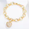 リンクブレスレットQOOLADY EXQUISITE PUNK BOHO STYLE HEART CHAIN CZ GOLD COLOR WRIST WOMENS FASION 2023 JEWELRY GIFT S011