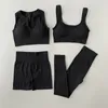 Yoga Outfit Seamless Set Ribbed Workout Outfits for Women 24 Piece Sport Bra High Waist Shorts Leggings Sets Fitness Gym Clothing p230801