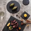 Platen Japanse en Koreaanse stijl Leisteen plaat Dessert Sushi Westerse zwarte servies platte barbecue
