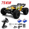 Electric RC Car SCY 16101 16102 1 16 75KM H or 50KM H 4WD RC with LED Remote Control High Speed Drift Monster Truck for Kids 230801