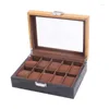 Obserwuj pudełka 6/10 Grids Gniazda podwójna kolor retro drewniane pudełko etui Organizator przechowywania dla mężczyzn dla kobiet zegarki biżuterii