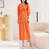 Abiti casual Donna Tinta unita Abito plissettato oversize largo Elegante manica a pipistrello con scollo a V Vestidos dritti versatili lunghi Lady Summer