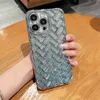 Mobiltelefonfodral Luxury Plating Glitter Gradient Grid Weaving Texture Transparent fodral för iPhone 14Pro 11 12 13 14 Pro Max Soft stockproof Cover L230731