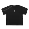 T-shirt da uomo Estate Unisex in puro cotone Hip Hop T-shirt Stampa con cerniera personalizzata Oversize Nero Streetwear manica corta