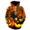 Herrtröjor 2023 Halloween huvtröja tröja mode av hög kvalitet design ond pumpa skalle 3 d tryckt hoodie svart