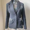 Vrouwen Pakken Luxe Vrouw Diamanten Kralen Jas Kwasten Kristal Blazers Jas OL Vest Strass Omzoomd Middellange Tops