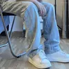Jeans da uomo Jean Pantaloni National Tide Retro Dritto Gamba larga Blu Allentato Casual Coppia High Street Denim Maschio